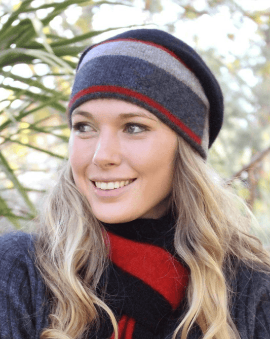 Possum Merino Accent Stripe Beanie [9892]