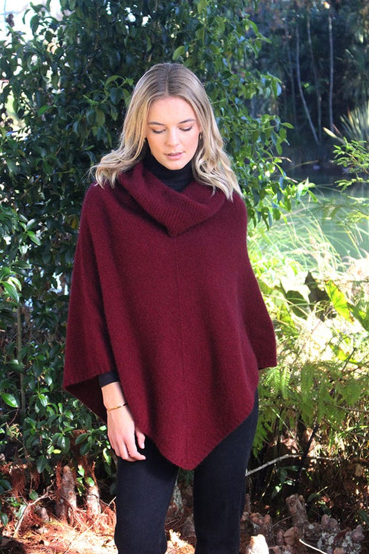 Possum Merino Cowl Neck Poncho [9630]