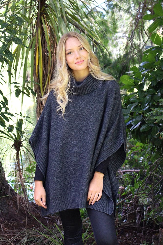 Possum Merino Lush Cowl Neck Poncho [9768]