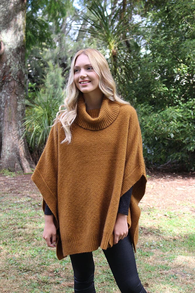 Possum Merino Lush Cowl Neck Poncho [9768]