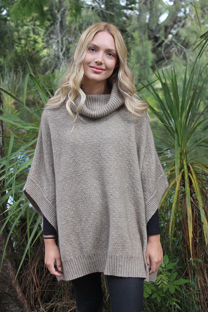 Possum Merino Lush Cowl Neck Poncho [9768]