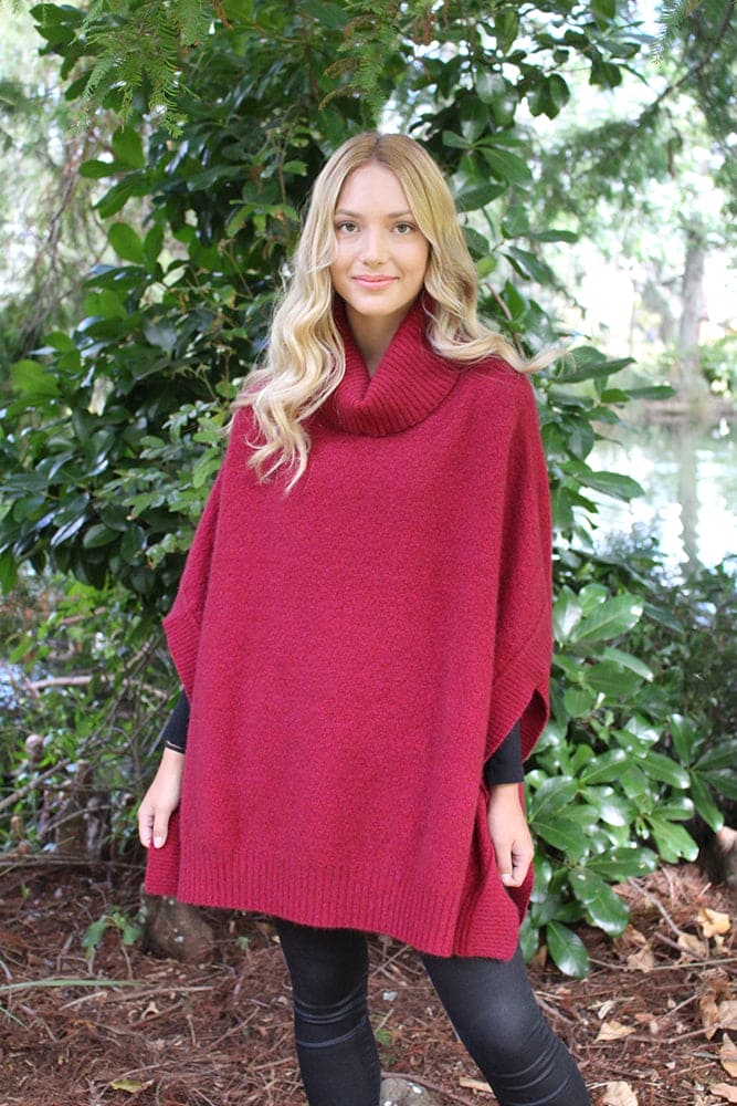 Possum Merino Lush Cowl Neck Poncho [9768]