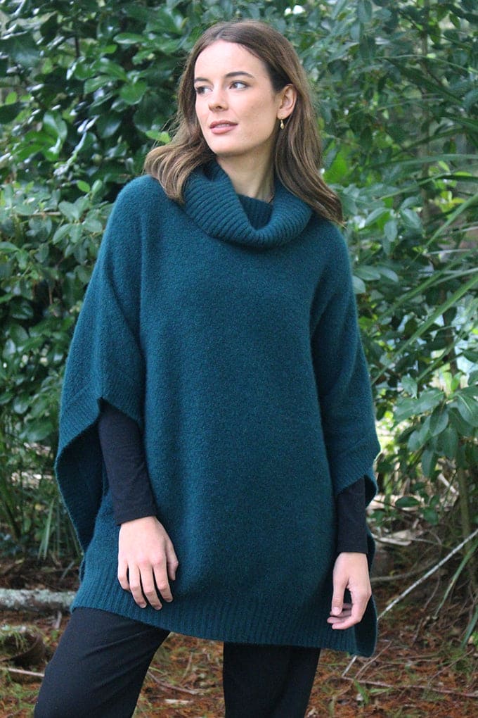 Possum Merino Lush Cowl Neck Poncho [9768]