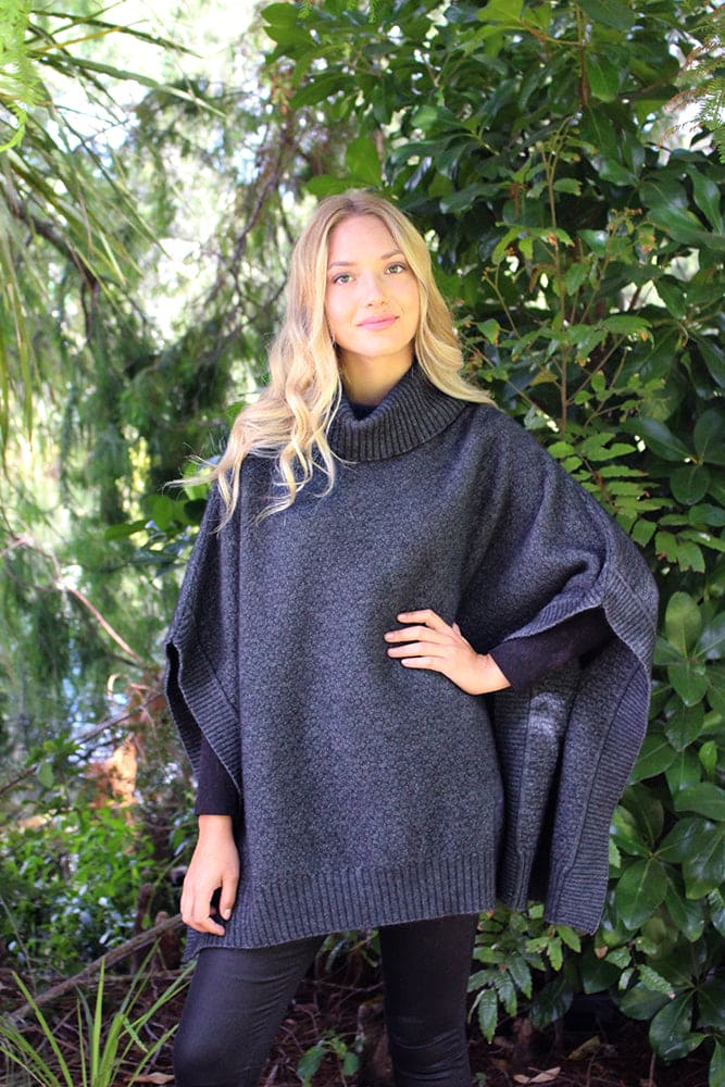 Possum Merino Lush Cowl Neck Poncho [9768]