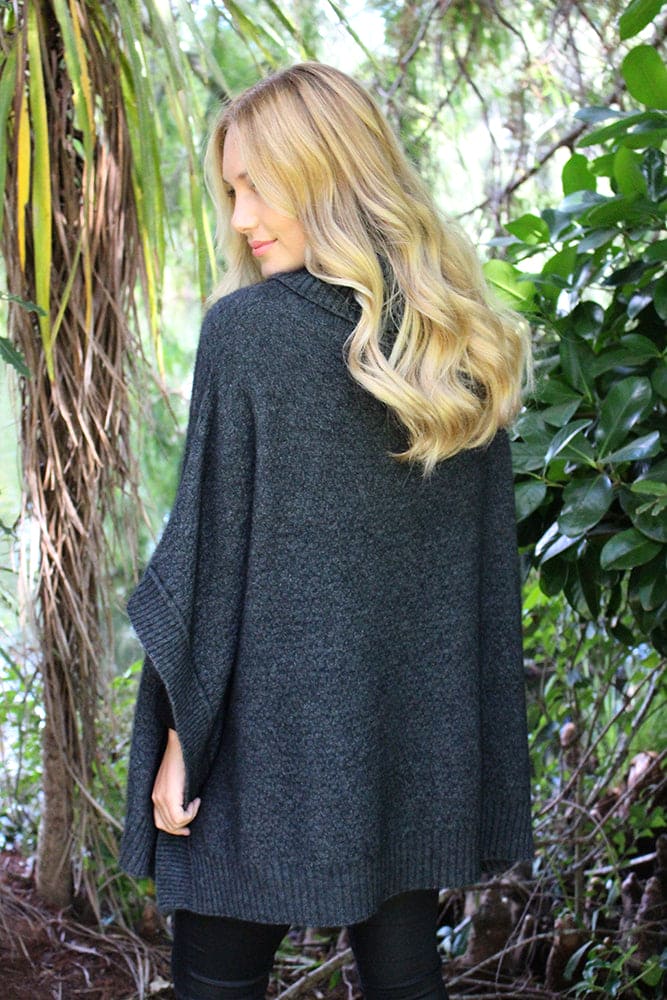 Possum Merino Lush Cowl Neck Poncho [9768]