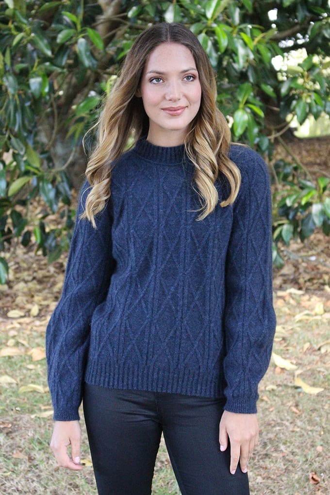 Possum Merino Cable Bell Sleeve Jumper [9778]