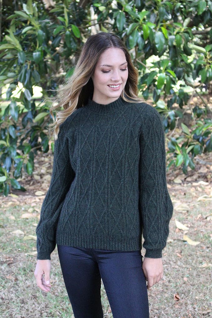 Possum Merino Cable Bell Sleeve Jumper [9778]