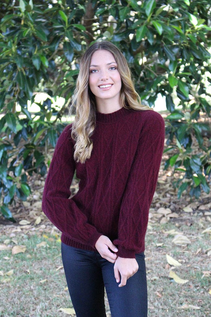 Possum Merino Cable Bell Sleeve Jumper [9778]