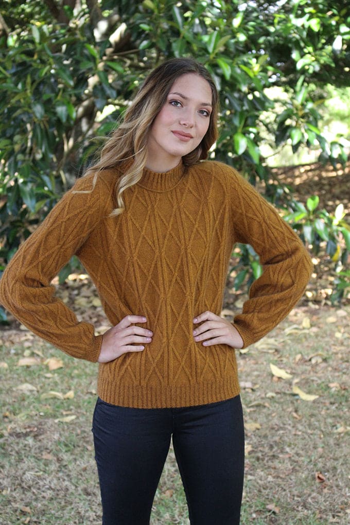 Possum Merino Cable Bell Sleeve Jumper [9778]