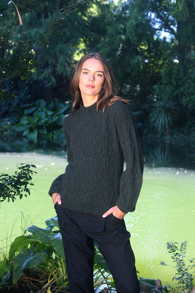 Possum Merino Cable Bell Sleeve Jumper [9778]