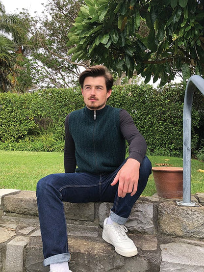 Possum Merino Men's Rib Zip Vest [9823]