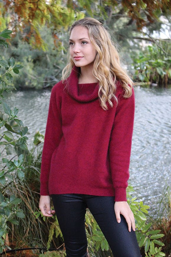 Possum Merino Curved Hem Cowl Neck Jumper [9843]