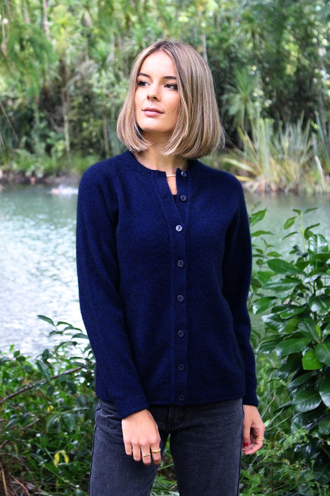 Possum Merino Plain Button Cardigan [9937]