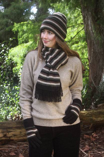 Possum Merino Multi Striped Beanie [9952]