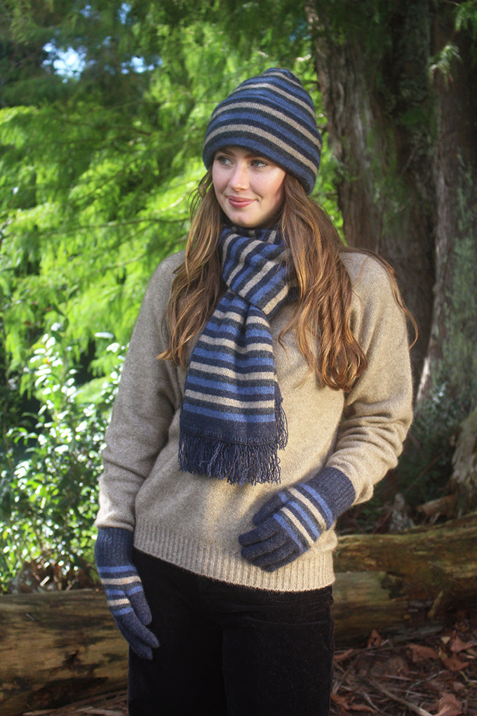 Possum Merino Multi Striped Beanie [9952]