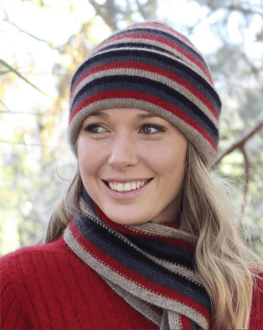 Possum Merino Multi Striped Beanie [9952]