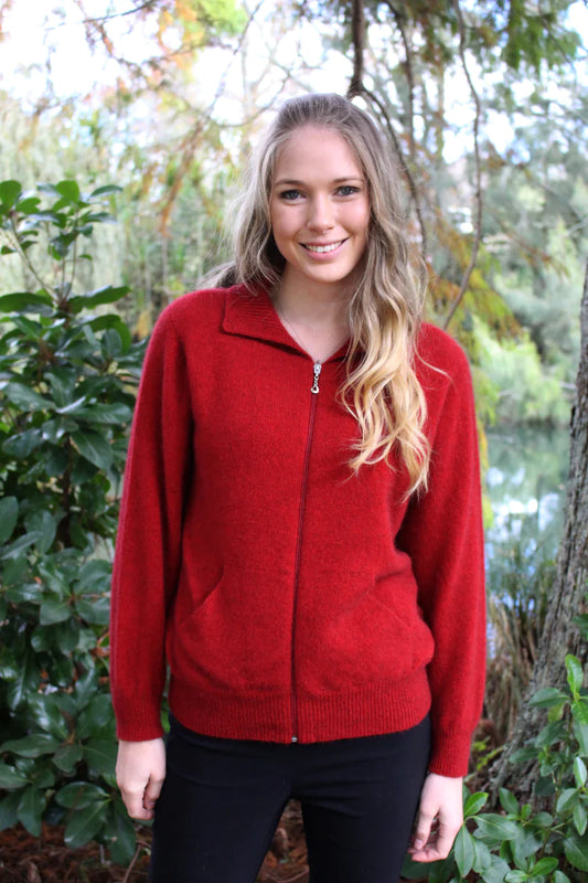 Possum Merino Plain Zip Cardigan with Pockets [9976]