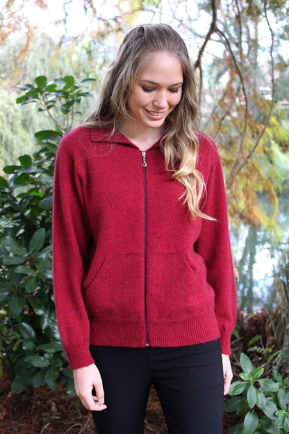 Possum Merino Plain Zip Cardigan with Pockets [9976]