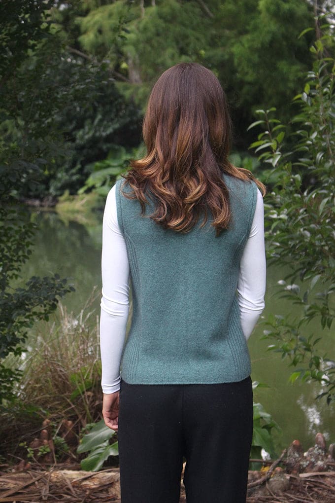 Possum Merino Zip Vest with Rib Detail [9978]