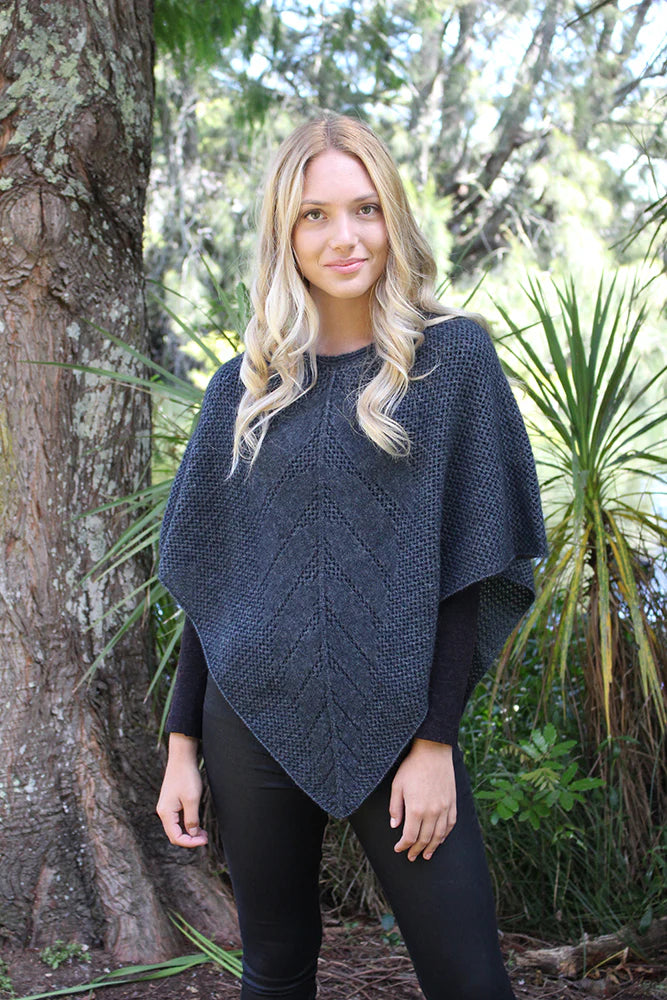 Possum Merino Lace Poncho [9980]