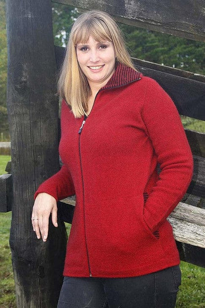Possum Merino Striped Collared Jacket with Pockets [9831]