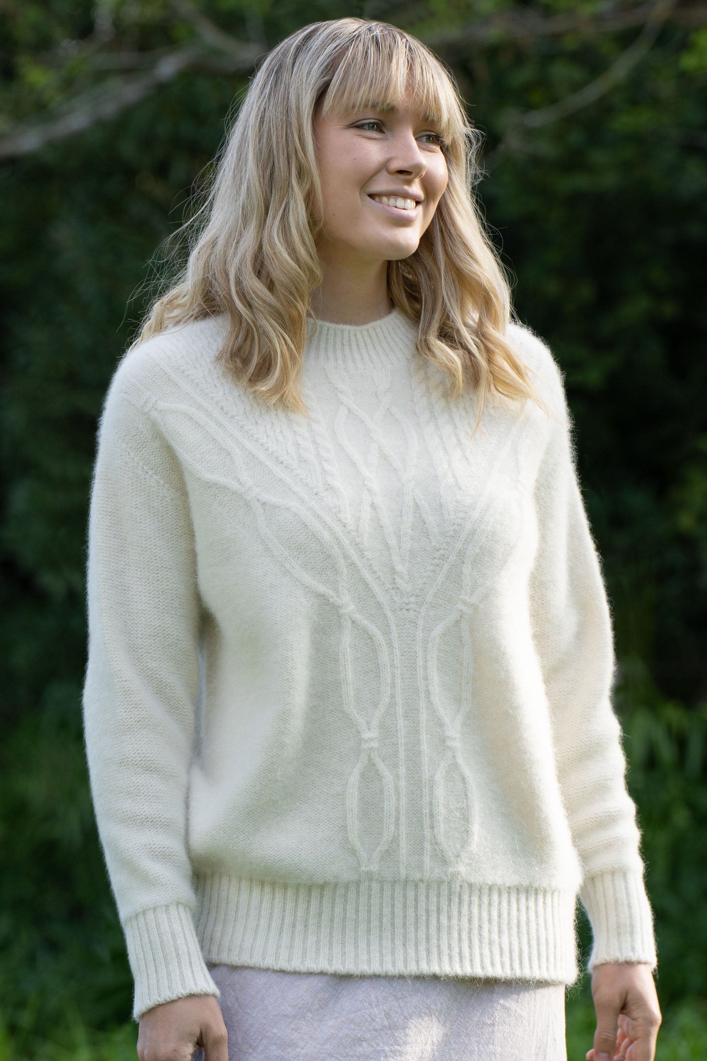 Alpaca Plain Crew Neck Cable Jumper [A076]