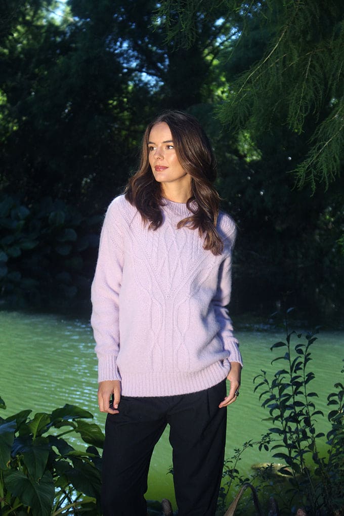 Alpaca Plain Crew Neck Cable Jumper [ALP076]