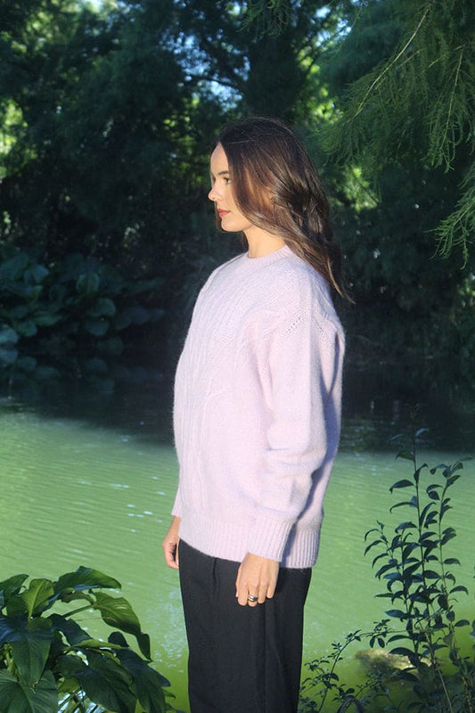 Alpaca Plain Crew Neck Cable Jumper [ALP076]