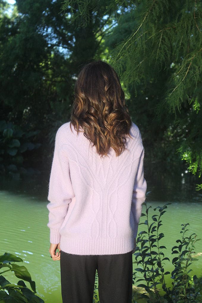 Alpaca Plain Crew Neck Cable Jumper [ALP076]