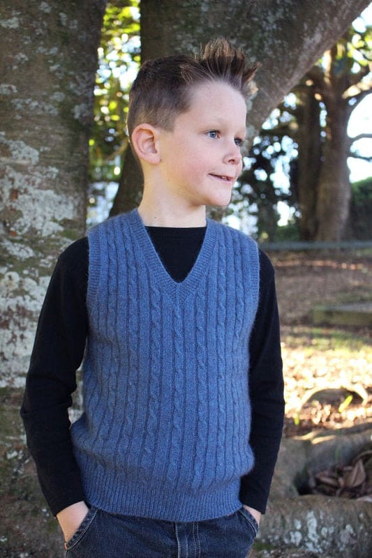 Possum Merino Boy's Cable Vest [CK702]