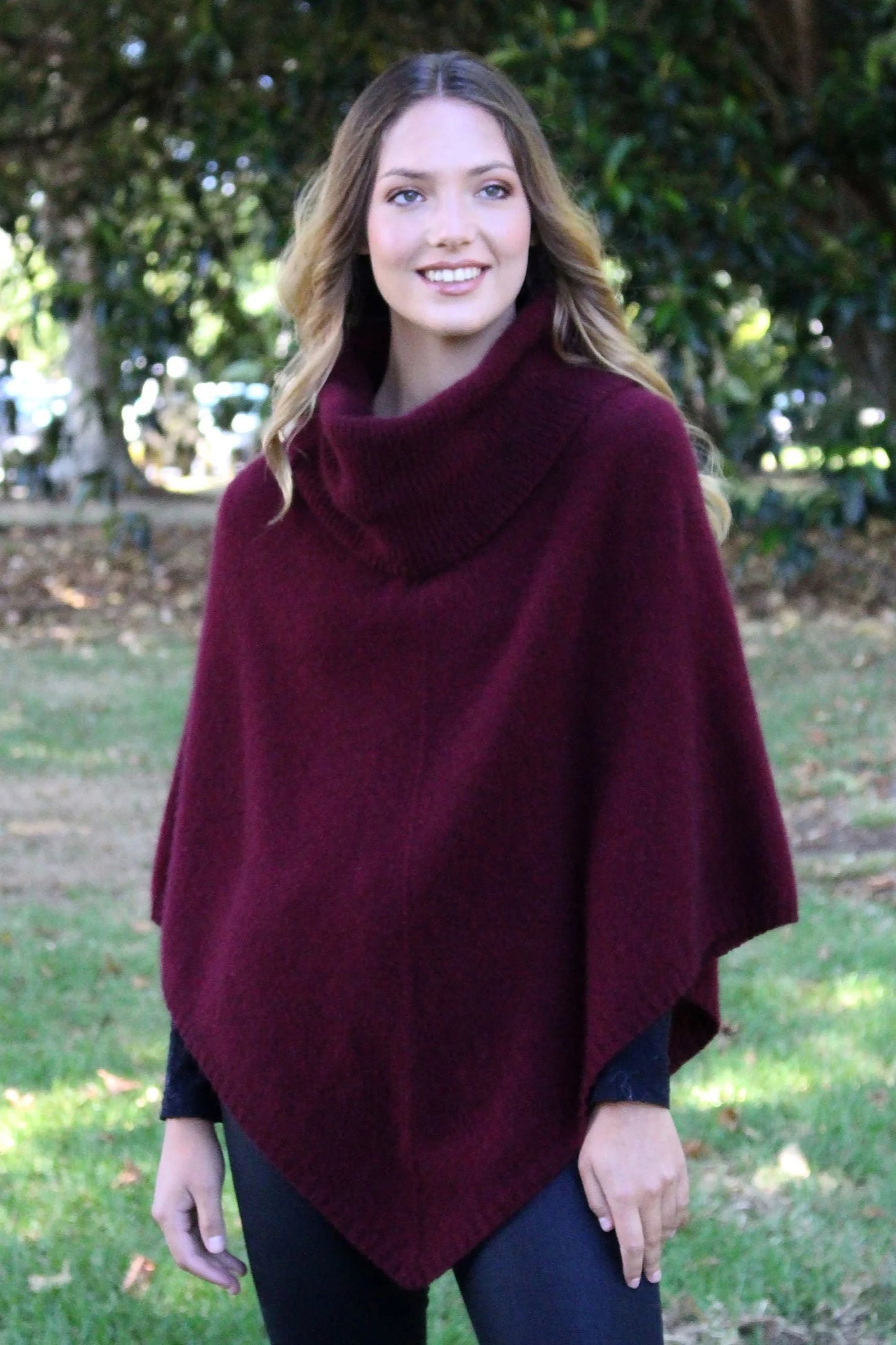 Possum Merino Cowl Neck Poncho [9630]