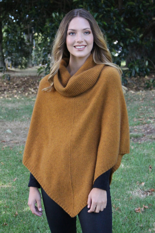 Possum Merino Cowl Neck Poncho [9630]