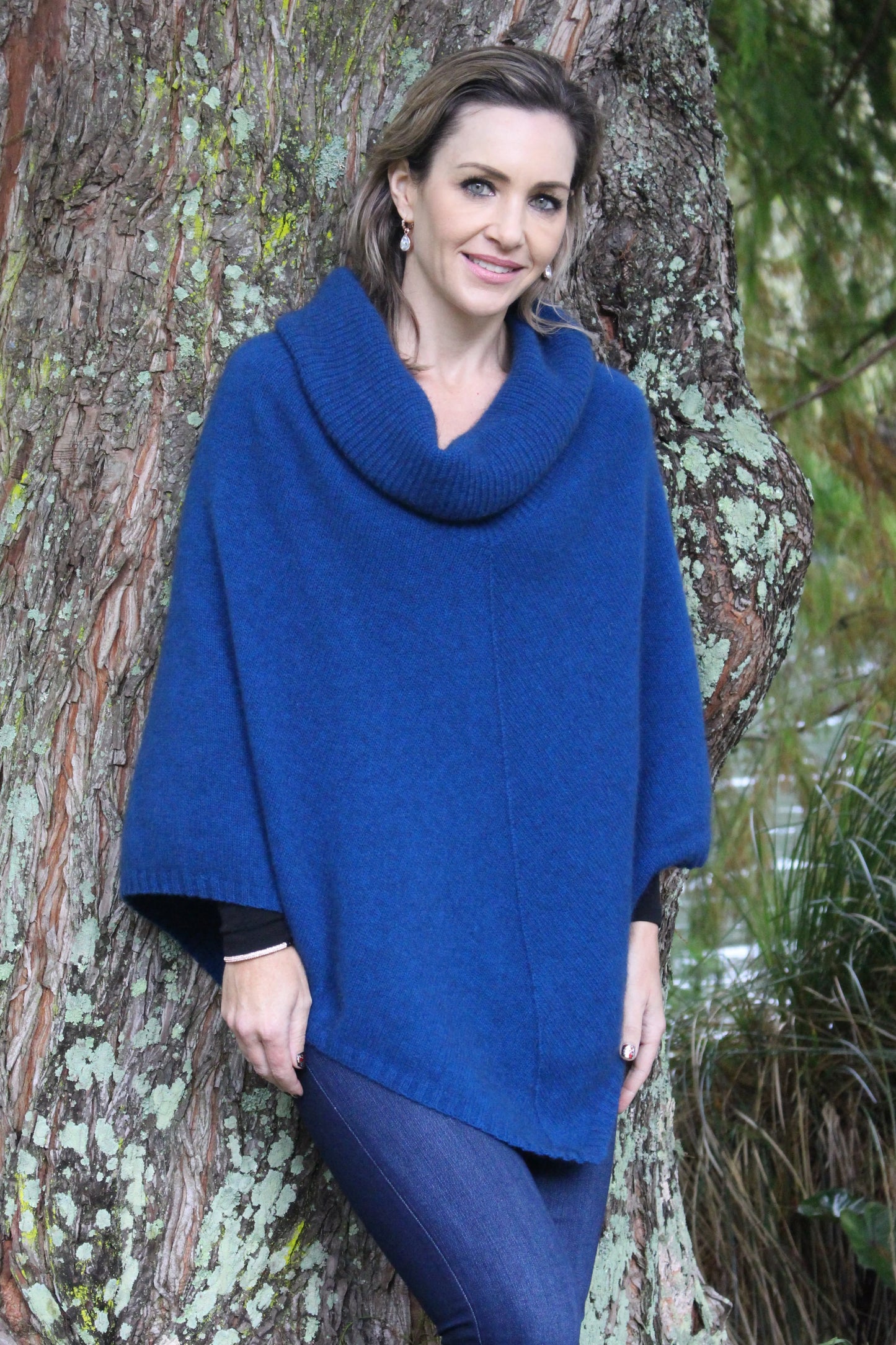Possum Merino Cowl Neck Poncho [9630]