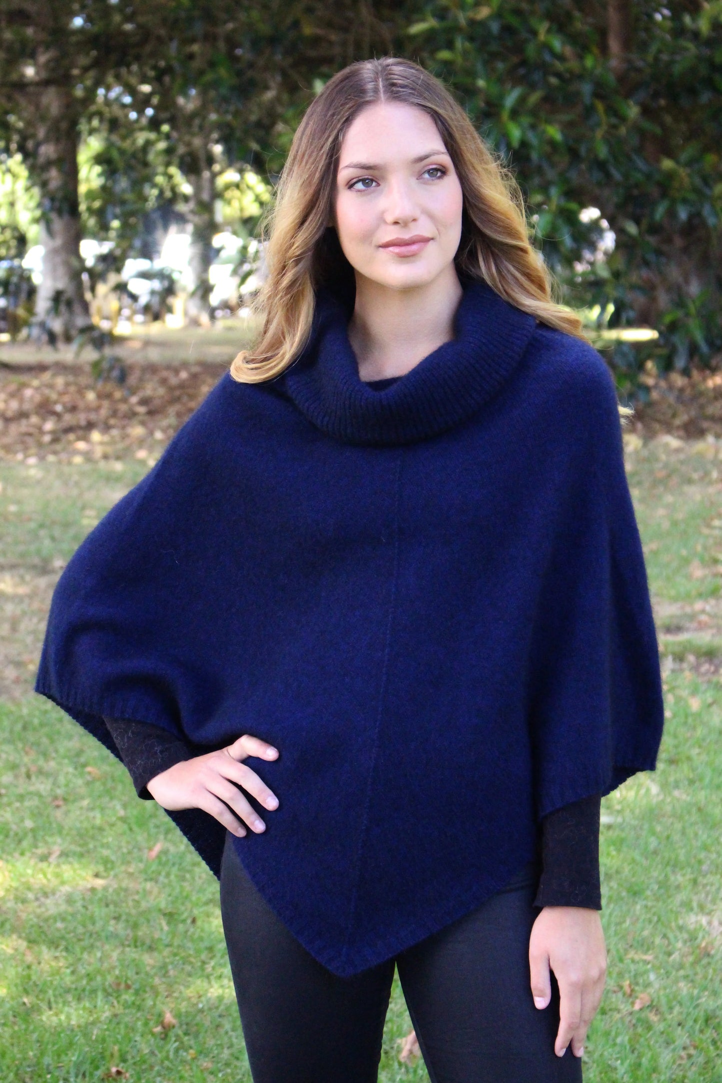 Possum Merino Cowl Neck Poncho [9630]