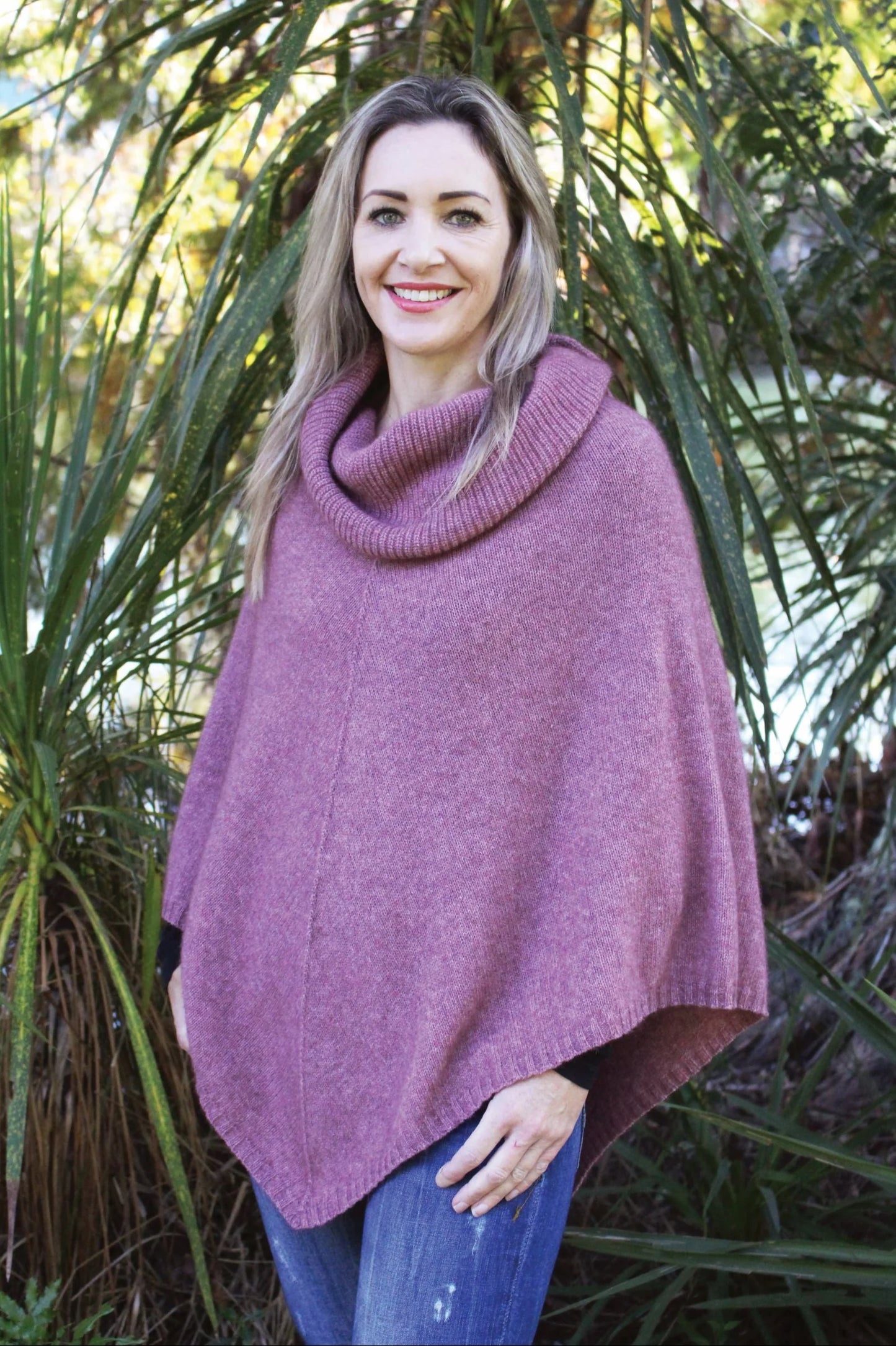 Possum Merino Cowl Neck Poncho [9630]