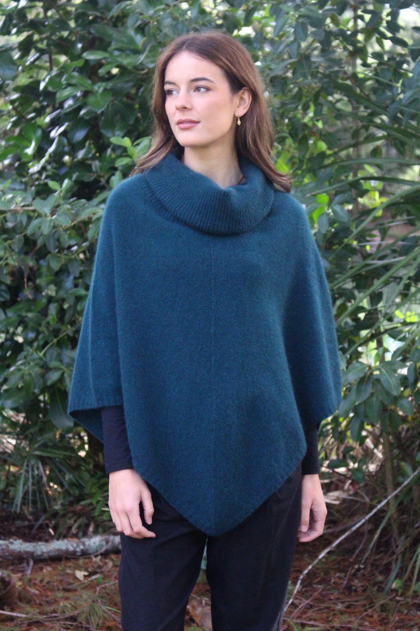 Possum Merino Cowl Neck Poncho [9630]