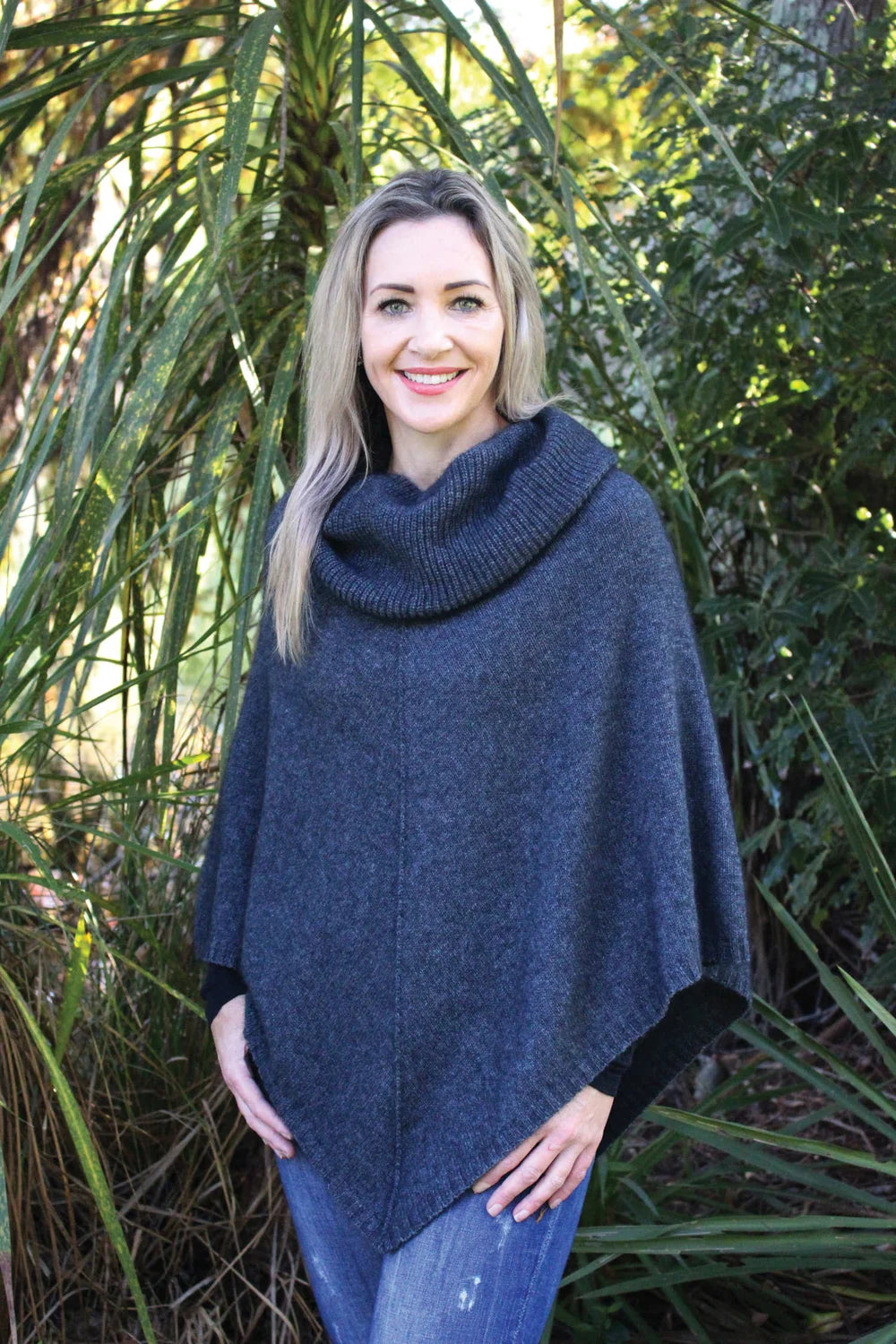 Possum Merino Cowl Neck Poncho [9630]
