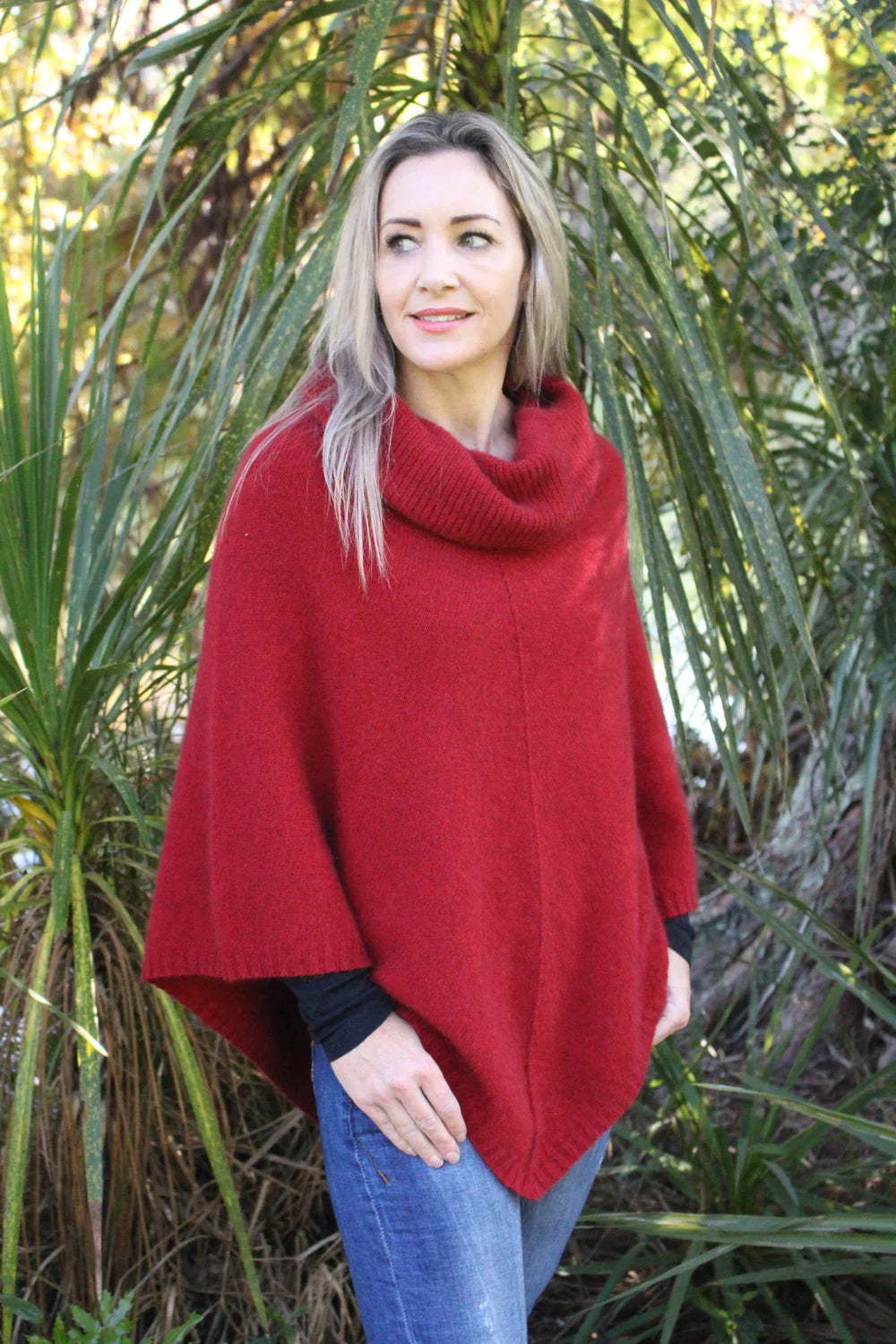 Possum Merino Cowl Neck Poncho [9630]