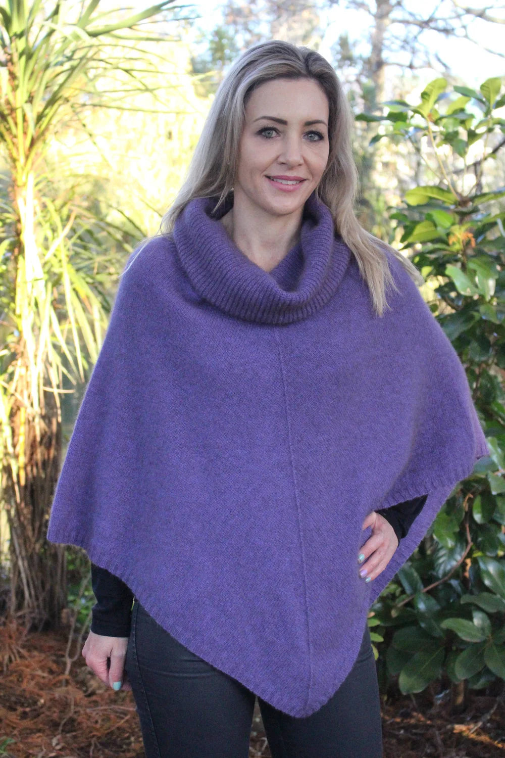 Possum Merino Cowl Neck Poncho [9630]