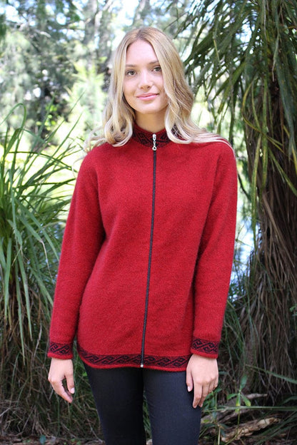 Possum Merino Motif Zip Cardigan [9963]