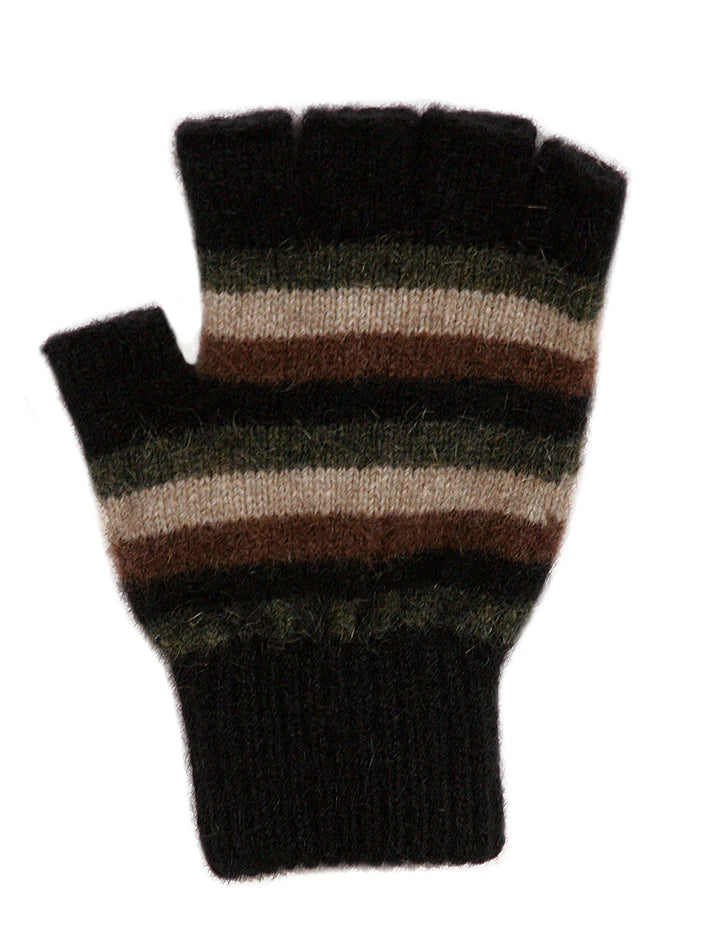 Merino & Possum Multi Striped Fingerless Glove [9965]