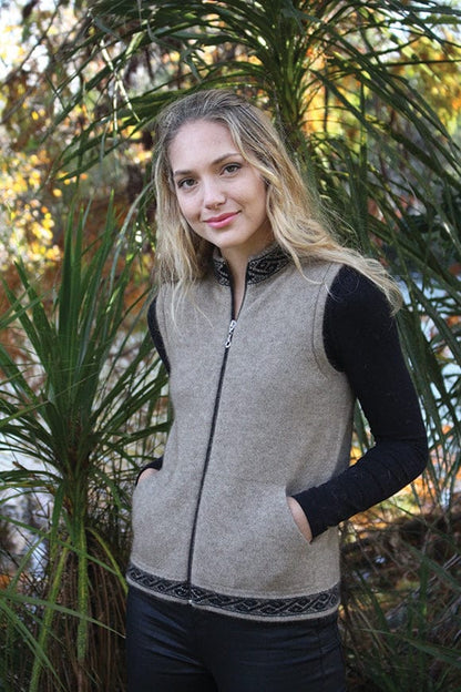 Possum Merino Zip Vest with Rib Detail [9973]